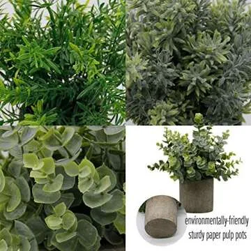 Zcaukya Small Potted Artificial Plants for Home Decor