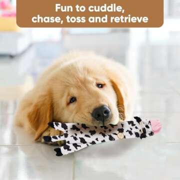 SPOT Skinneeez Crinklers | Stuffless Dog Toys with Squeaker For Small Dogs | Crinkle Toy For Small Puppies | 23" | Cow Design | By Ethical Pet