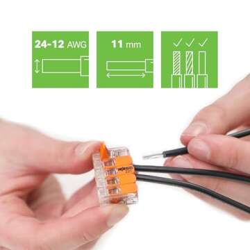 221-415 | WAGO Lever-Nuts® Splicing Connector | for Solid and Stranded Conductors | 5-Conductor with Operating levers | 24-12 AWG | Transparent housing | [Box of 25 Pieces]