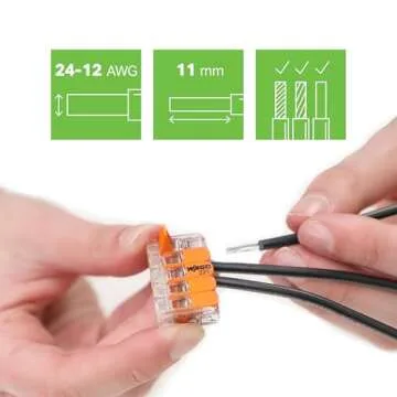 221-415 | WAGO Lever-Nuts® Splicing Connector | for Solid and Stranded Conductors | 5-Conductor with Operating levers | 24-12 AWG | Transparent housing | [Box of 25 Pieces]
