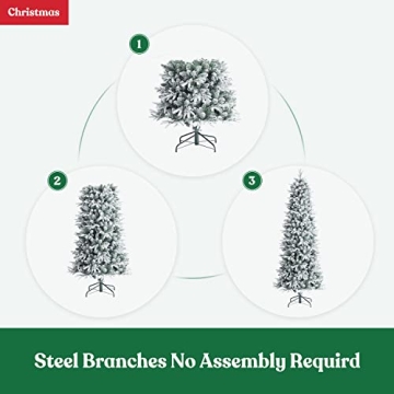 EZCHEER 6FT Pre-lit Snow Flocked Christmas Tree with Lights