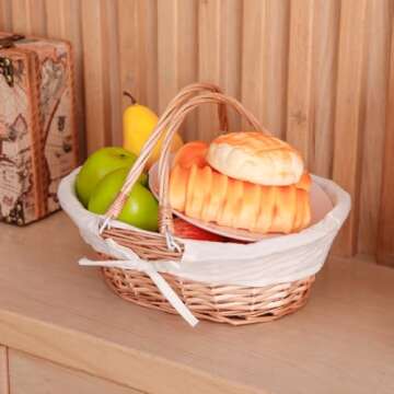 Vintiquewise(TM) QI003055.WF Oval Willow Basket with Double Drop Down Handles