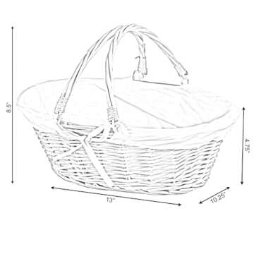Vintiquewise(TM) QI003055.WF Oval Willow Basket with Double Drop Down Handles