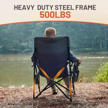 TIMBER RIDGE Oversized Heated Camping Chair for Outdoor Sports, High Back Padded Lawn Chair for Adults, Supports Up to 500lbs with Cup Holder, Side Pocket (Power Bank not Included)