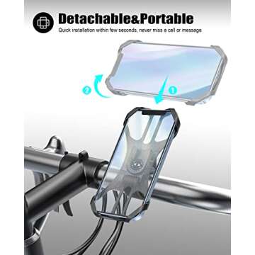 Acrhkoor Bike Phone Holder, 360° Rotatable Adjustable Detachable Motorcycle Phone Mount, Universal ...