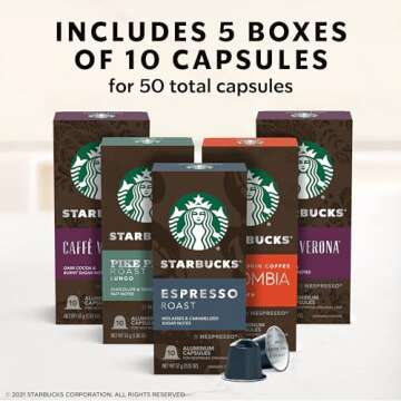 Starbucks by Nespresso Original Line, Intense Variety Pack, 50-count Espresso Pods