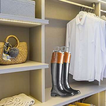 Home Basics Boot Shapers Comes With Top Hook for Hanging, Boot Trees, 2- pack (Silver)