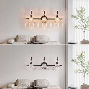 HDDFL Bathroom Vanity Lights Bathroom Light Fixtures Over Mirror Matte Black 3 Lights Vanity Lighting Fixture Modern Wall Sconces Wall Light for Bedroom Dressing Room Living Room