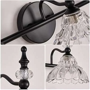 HDDFL Bathroom Vanity Lights Bathroom Light Fixtures Over Mirror Matte Black 3 Lights Vanity Lighting Fixture Modern Wall Sconces Wall Light for Bedroom Dressing Room Living Room