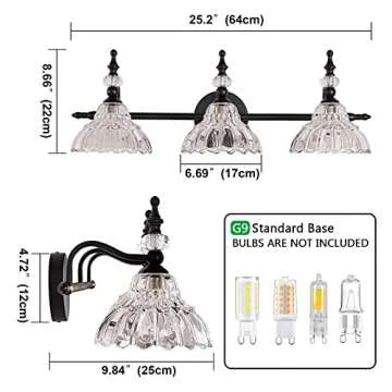 HDDFL Bathroom Vanity Lights Bathroom Light Fixtures Over Mirror Matte Black 3 Lights Vanity Lighting Fixture Modern Wall Sconces Wall Light for Bedroom Dressing Room Living Room