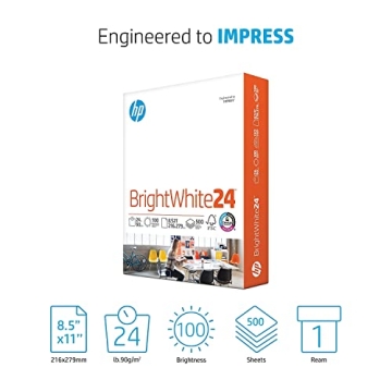 HP BrightWhite 24 lb Paper | 100 Bright, 500 Sheets