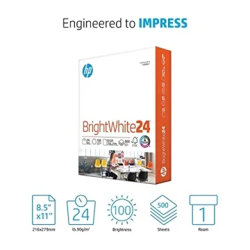 HP BrightWhite 24 lb Paper | 100 Bright, 500 Sheets