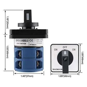 Baomain 660V 25A 2-Pole 3-Position Momentary 8 Terminals Changeover Control Rotary Cam Switch SZW26-25/B202.2
