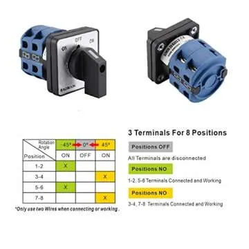 Baomain 660V 25A 2-Pole 3-Position Momentary 8 Terminals Changeover Control Rotary Cam Switch SZW26-25/B202.2