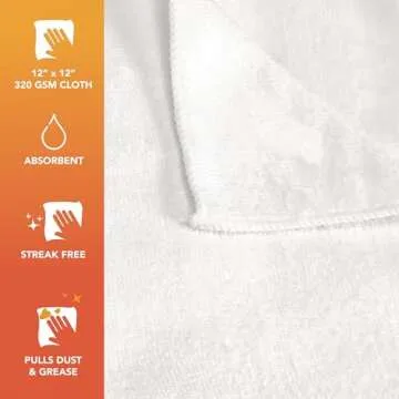 Arkwright Microfiber Cleaning Cloths - (Pack of 12) Lint & Streak-Free Drying Wash Towels, 320 GSM S...