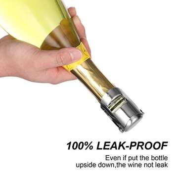 OWO Champagne Stopper with Stainless Steel, Decorative Champagne Saver Vacuum Plug with Food Grade Silicone, Reusable Bottle Sealer Keeps Champagne Fresh, Best Christmas Day Gifts (3pack)