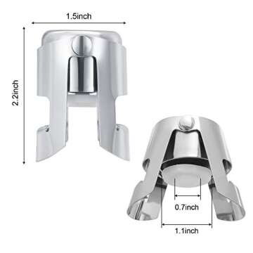 OWO Champagne Stopper with Stainless Steel, Decorative Champagne Saver Vacuum Plug with Food Grade Silicone, Reusable Bottle Sealer Keeps Champagne Fresh, Best Christmas Day Gifts (3pack)