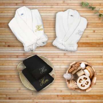 Custom Velour Bathrobes & Towels for Couples