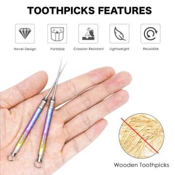 SanThree Titanium Toothpick EDC Tool, Portable Reusable Metal Toothpicks Gifts for Women Men Girlfri...