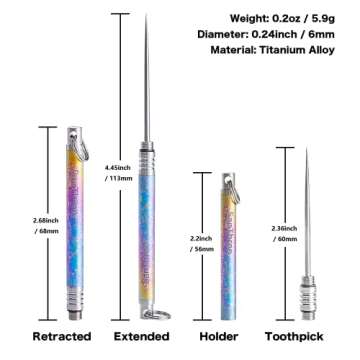 SanThree Titanium Toothpick EDC Tool, Portable Reusable Metal Toothpicks Gifts for Women Men Girlfriend Boyfriend, Multicolor
