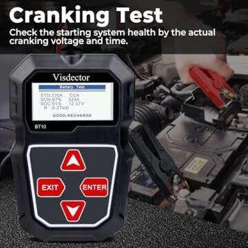 Visdector BT10 Car Battery Tester 12V 100-2000 CCA Digital Battery Load Tester, Automotive Alternator Starter Tester, Auto Battery Analyzer for Car, SUV, Light Truck, Boat
