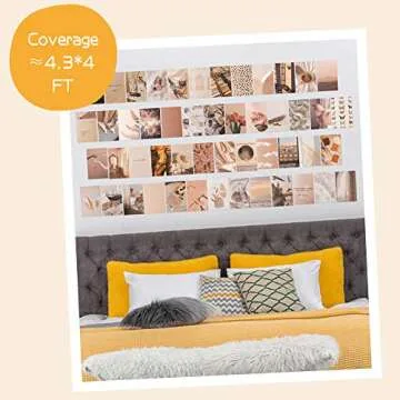 50PCS Beige Aesthetic Picture for Wall Collage, 4x6’’ Boho Cards, Cream Collage Print Kit, Warm Color Room Decor for Girls, Wall Art Print for Room, Dorm Photo Display, VSCO Poster for Bedroom