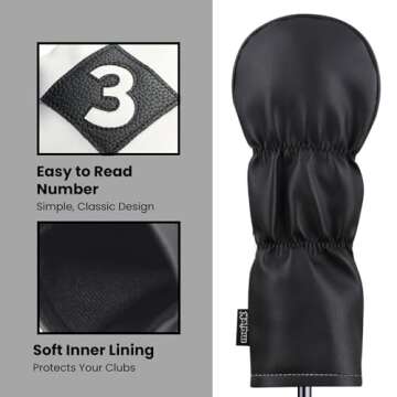 Majek Retro Golf Headcovers in White Red and Black - Vintage Style for Drivers and Fairway Woods