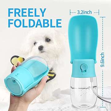 WILIFDOM Dog Water Bottle Portable Pet Travel Bowl Foldable Dispenser for Walking Hiking, Puppy Accessories Dog Water Bottle with Activated Carbon Filter, Leak Proof, Food-Grade Materials(10 oz,Blue)