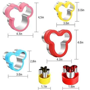 Elfkitwang Minnie Themed Cookie Cutters Set,Minnie Head Cartoons Shapes Cookie Cutter for Kids Sandw...