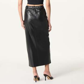The Drop Women's Larissa Vegan Leather Maxi Skirt