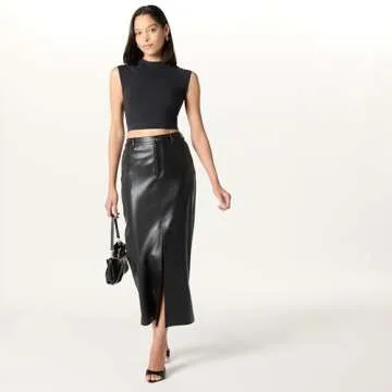 The Drop Women's Larissa Vegan Leather Maxi Skirt