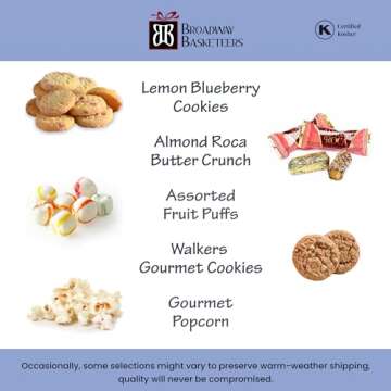 Broadway Basketeers Gourmet Food Gift Basket 6 Box Tower for Birthdays – Curated Snack Box, Sweet and Savory Treats for Parties, Best Wishes, Birthday Presents for Women, Men, Mom, Dad, Her, Him,