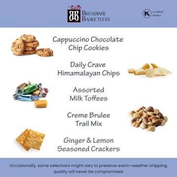 Broadway Basketeers Gourmet Food Gift Basket 6 Box Tower for Birthdays – Curated Snack Box, Sweet and Savory Treats for Parties, Best Wishes, Birthday Presents for Women, Men, Mom, Dad, Her, Him,