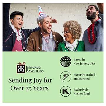 Broadway Basketeers Gourmet Food Gift Basket 6 Box Tower for Birthdays – Curated Snack Box, Sweet and Savory Treats for Parties, Best Wishes, Birthday Presents for Women, Men, Mom, Dad, Her, Him,