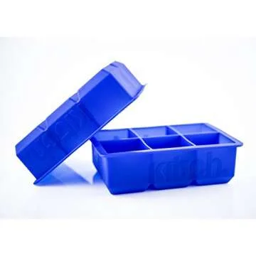 Large Cube Silicone Ice Tray, 2 Pack by Kitch, Giant 2 Inch Ice Cubes Keep Your Drink Cooled for Hours - Cobalt Blue
