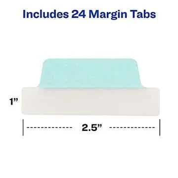 Avery Margin Ultra Tabs, 2.5" x 1", 2-Side Writable, Assorted Pastel Colors, 24 Repositionable Tabs (74769)