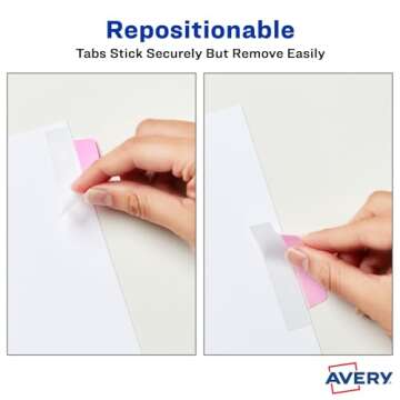 Avery Margin Ultra Tabs, 2.5" x 1", 2-Side Writable, Assorted Pastel Colors, 24 Repositionable Tabs (74769)