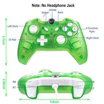 LUXMO PREMIUM Wired USB Controller for Xbox One, Xbox 1s Controller Joystick Gamepad Remote with Vibration LEDs Flicker Function for Xbox One Console PC Windows 7/8/10 (Transparent Green)