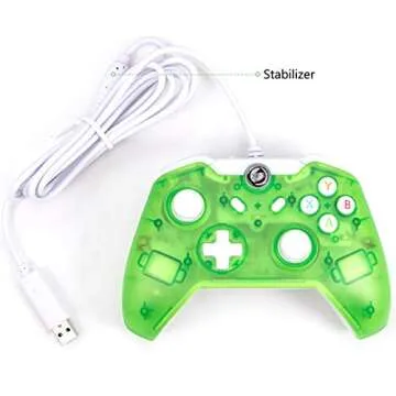 LUXMO PREMIUM Wired USB Controller for Xbox One, Xbox 1s Controller Joystick Gamepad Remote with Vibration LEDs Flicker Function for Xbox One Console PC Windows 7/8/10 (Transparent Green)