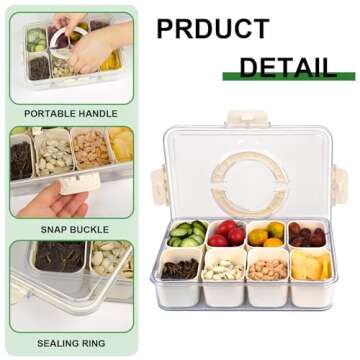 Snack Box Container, Portable Travel Charcuterie Board with Lid, Refrigerator Food Storage Box, Snac...