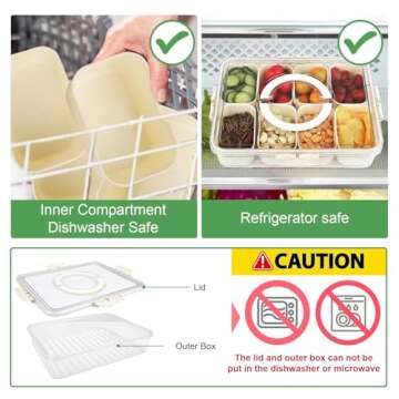 Snack Box Container, Portable Travel Charcuterie Board with Lid, Refrigerator Food Storage Box, Snack Organizer, Divided Storage Containers, chopped salad box, Keep Food Fresh Longer (8 Grid)