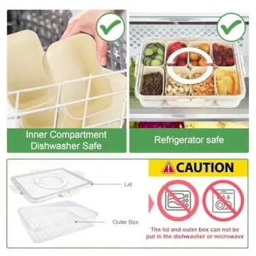Snack Box Container, Portable Travel Charcuterie Board with Lid, Refrigerator Food Storage Box, Snack Organizer, Divided Storage Containers, chopped salad box, Keep Food Fresh Longer (8 Grid)