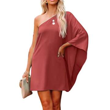 Women Dresses Summer Formal Wedding Guest Dresses Cute One Shoulder Mini Dress Mauve