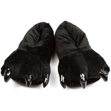 Honeystore Unisex Soft Plush Home Slippers Animal Costume Paw Claw Shoes Black S