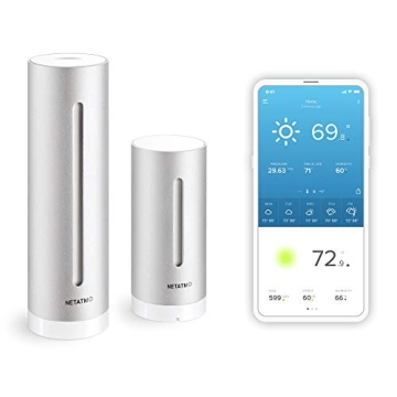 Netatmo Weather Station Indoor Outdoor with Wireless Outdoor Sensor - Compatible with Amazon Alexa &...
