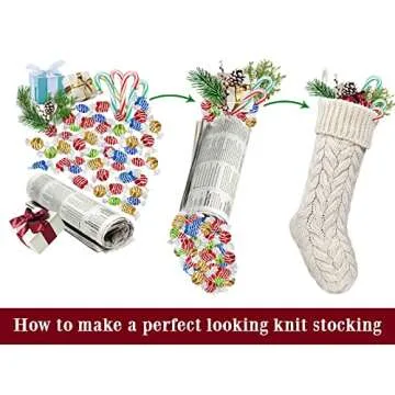 LimBridge Christmas Stockings, 3 Pack 18 Inches Large Size Cable Knit Knitted Xmas Rustic Personalized Stocking Decorations for Family Holiday Season Decor,Ivory, Khaki, Grey