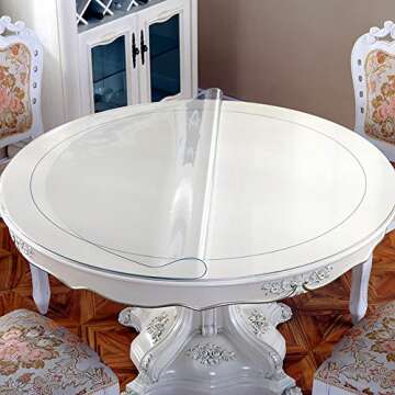 Round 60" Dia Clear PVC Table Protector Plastic Furniture Screen Protector Circle Plastic Glass Roun...
