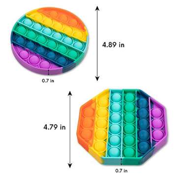 2PCS Push Pop Pop Bubble Sensory Fidget Toy, One Louder Side Push Bubbles Pop, Pop Bubble Sensory Fidget Toy, Last One Lost Stress Reliever Autism Octagon Toy Anti-Anxiety Toys Rainbow