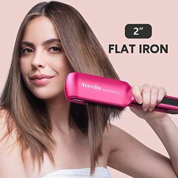 Terviiix Flat Iron Hair Straightener, 2 Inch Widest Ceramic Flat Iron for Hair, Professional Straigh...