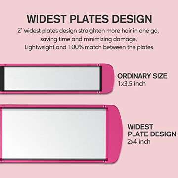 Terviiix Flat Iron Hair Straightener, 2 Inch Widest Ceramic Flat Iron for Hair, Professional Straightening Irons with Adjustable Temp, Fast Styling for Silky Smooth Hair, Dual Voltage, Auto Off, Pink